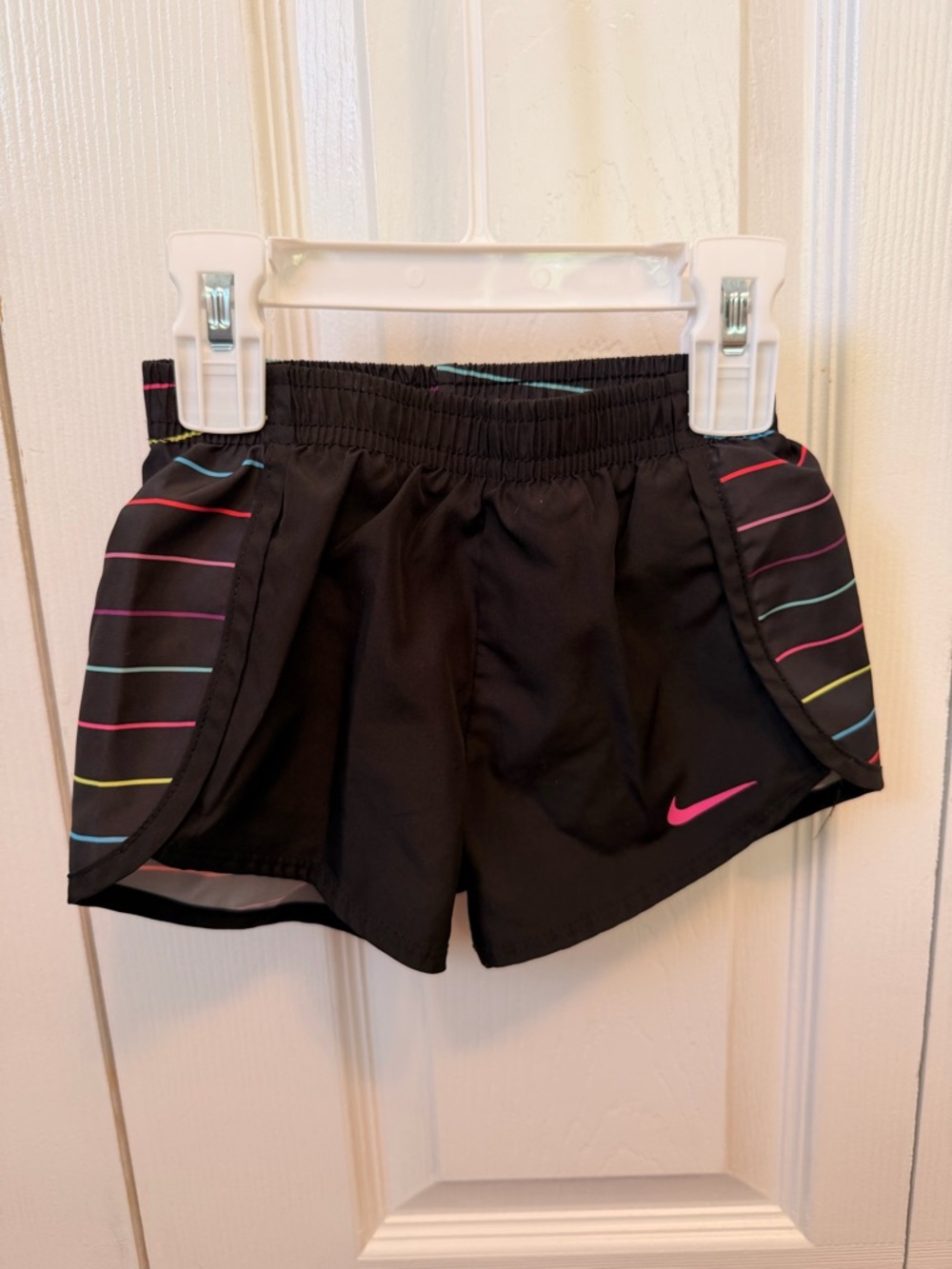 Nike White Tee and Black Shorts Set with Pink, Teal & Blue Logo - Picture 3 of 8